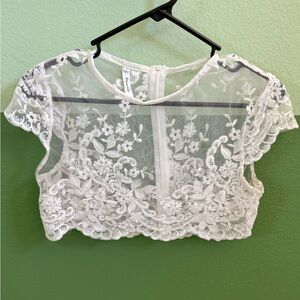 White Lace Crop Top